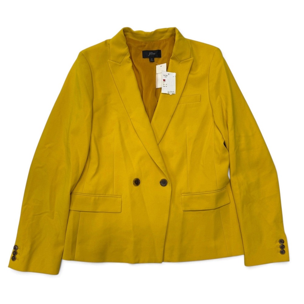 J Crew Mustard Yellow Double Breasted Blazer Jacket Womens 10 J7761 NWT